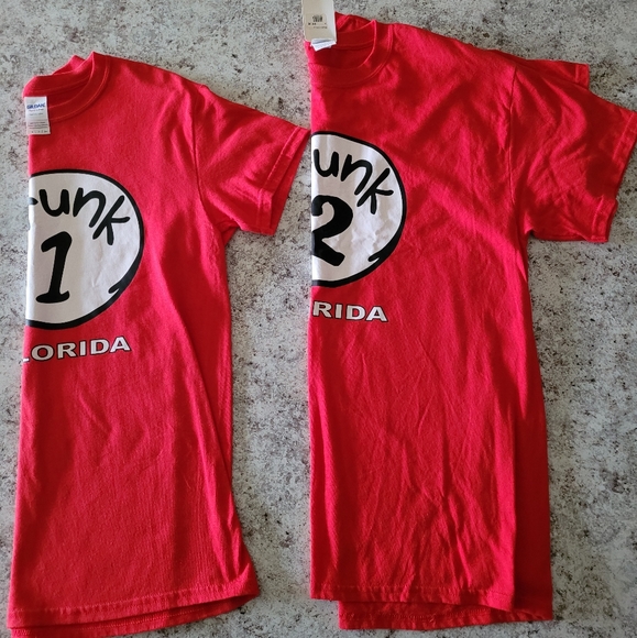 Couples Novelty Shirt Drunk 1 & Drunk 2 Red Tops - Picture 10 of 10